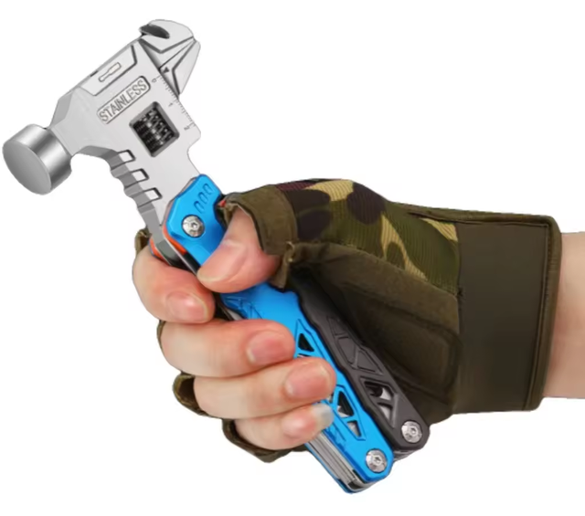 Heavy Steel Multifunctional Outdoor Tools 18 in 1 Multi Knife With Hammer Folding Survival Kit Combination