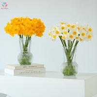 Bunga Daffodil Buatan yang Hemat Biaya, Tangkai Bunga Narcissus Palsu dari Kain untuk Dekorasi Vas Rumah dan Pernikahan Musim Semi