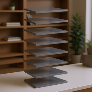 Panneaux de bibliothèque en bois d'ingénierie massif gris brillant 15,7x15,7x0,6 pouces, design minimaliste multicouche - Product Image 2