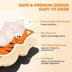 Magneti frigo in legno per bambini 26 simpatici animali lettere maiuscole grande frigorifero ABC Set di magneti alfabeto per bambini - Product Image 3