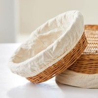 Meilleure vente Panier à pain rond en rotin et rotin Plateau à pain avec doublure en toile de coton