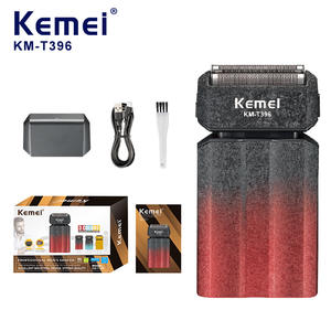 Afeitadora eléctrica recargable Kemei KM-T396 para hombre, recortadora de barba con cepillo de limpieza y carcasa de plástico - Product Image 1