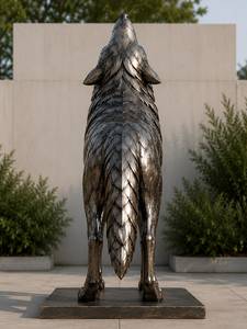 Escultura de Lobo de Bronce Fundido a Medida, Moderna, de Metal, Estatua de Animal de Cobre para Decoración Pública de Parques y Jardines Urbanos - Product Image 2