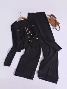 Nuovo <span class=keywords><strong>Set</strong></span> Tre Pezzi Coreano in <span class=keywords><strong>Maglia</strong></span> con Gilet, <span class=keywords><strong>Cardigan</strong></span> <span class=keywords><strong>e</strong></span> Pantaloni a Gamba Larga, Taglia Unica, Collezione Primavera Autunno - Product Image 5