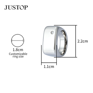 Bague en acier inoxydable en forme de cœur JUSTOP, plaquée rhodium, bijoux romantiques unisexes, cadeau pour la Saint-Valentin - Product Image 4