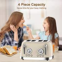 Ventes chaudes Grille-pain rétro 4 tranches Machine à sandwich en acier inoxydable Grille-pain électrique pour gaufres et pain