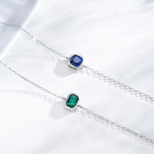 Pulsera de Cadena con Circonitas Azules Vintage en Plata de Ley S925 para Mujer - Product Image 4