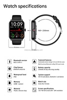 Montre connectée carrée unisexe pas chère avec bracelet en silicone pour appels, suivi d'activité, étanche IP68 pour Android et iPhone