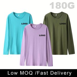 180G 100% Cotton <b>Combed</b> Ribbed Printed Crew Neck Long Sleeve Unisex Base Layer ODM Autumn Breathable Inner Tops - Product Image 3