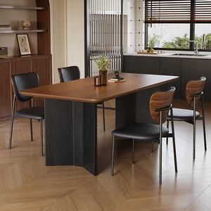 Özel Tasarım Modern Siyah ve Ceviz Rengi Yemek Masası Takımı, 4-6 Kişilik, Yaratıcı Dalga Şeklinde Ayak ve Yüksek Kaliteli Döşemeli Sandalyeler - Product Image 5