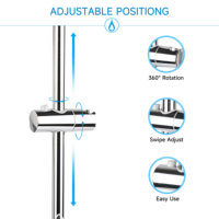Barre coulissante de salle de bain taille personnalisée en usine avec ensemble de douchette Chrome/noir/or/barre coulissante en acier inoxydable brossé