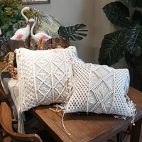 Housse de coussin en coton macramé, taie d'oreiller décorative faite à la main, Boho, tissé à la main, avec glands, décoration de la maison, 1 pièce