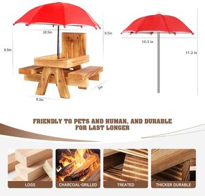 Comedero para Ardillas con Sombrilla, Comederos para Ardillas para Exteriores, Comedero Tipo Mesa de Picnic para Ardillas - Comedero para Ardillas que Sostiene el Maíz - Product Image 6