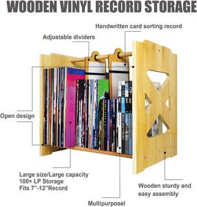 Stockage de disques vinyles en bois de grande capacité Offre Spéciale 100 + LP Inyl Storage Rack Solution de stockage haute capacité - Product Image 2
