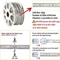 Guirlandes lumineuses LED de 150 pieds pour extérieur, étanches : 110V, lumière blanche du jour, dimmable, bande plate 6500K, découpable, connectable