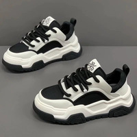 Chaussures décontractées à lacets pour hommes, haut de gamme, style sport, semelle épaisse, noir et blanc, classiques, faciles à assortir, mode campus, style skateboard