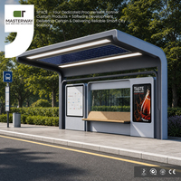 Refugio de parada de autobús público de aluminio con cajas de luz publicitarias Banco y techo