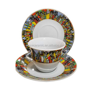 Reine de Saba 16 pièces service à café éthiopien éthiopien érythréen Art traditionnel tasse à café en porcelaine - Product Image 6