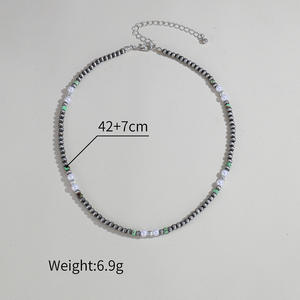 Легкие винтажные богемные Навахо жемчужные бусины с серебряным покрытием колье женские украшения для выпускного вечера модные аксессуары - Product Image 5