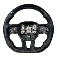 Volant sport en cuir perforé en fibre de carbone noir de style basique avec LED, adapté aux Dodge SRT Challenger Hellcat Durango