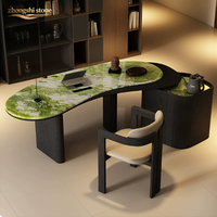 Table à manger en marbre poli vert avocat naturel, design moderne de luxe, personnalisation de style européen, imperméable