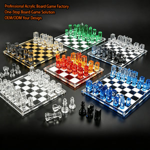 Set di <span class=keywords><strong>Scacchi</strong></span> in Acrilico Lucite di Alta Qualità, Gioco da Tavolo Personalizzato con Pezzi Trasparenti e Colorati per Viaggi e Divertimento - Product Image 1