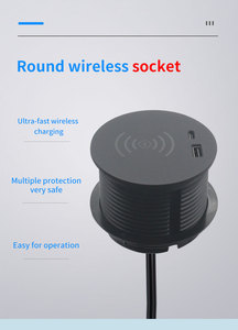 Đen 80mm Vòng không dây sạc USB <span class=keywords><strong>Type</strong></span>-C <span class=keywords><strong>M</strong></span>áy tính để bàn lõ<span class=keywords><strong>m</strong></span> Ổ cắ<span class=keywords><strong>m</strong></span> điện văn phòng funiture bảng điện dải - Product Image 5