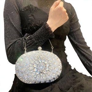 New Cross-border Polyester Bag Full <b>Glitter</b> Glass Rhinestone Buckle Chain Strap Clutch Birthday Wedding Party Tanjing - Product Image 1