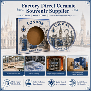 Plato Decorativo de Cerámica con Diseño de Recuerdo Turístico de Londres, Inglaterra, Big Ben, London Eye y Bandera, para Plato de Porcelana, Personalizado, OEM, ODM, Venta al Por Mayor - Product Image 6