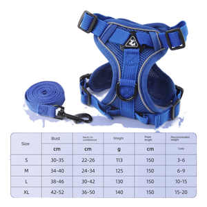 小型屋外ウォーキング用ポリエステル犬用リーシュベストソリッドパターン戦術XSサイズパッド入り反射猫用ハーネス - Product Image 1