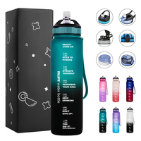Bouteille d'eau de fitness en Tritan avec couvercle interchangeable DIY, pour boire directement, compatible lave-vaisselle, avec marqueur de temps, couleurs personnalisables, logo personnalisé