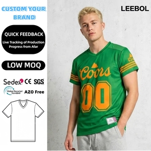 Factory 140g Polyester Mesh V-Neck T Shirt Green Orange Custom Number Sport Event Promotional Clothing