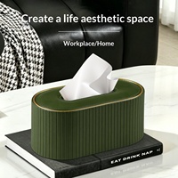 Boîte à mouchoirs de luxe en cuir PU, design rayé, organiseur de serviettes de table pour bureau, hôtel, restaurant, bar, usage commercial et hôtellerie VD