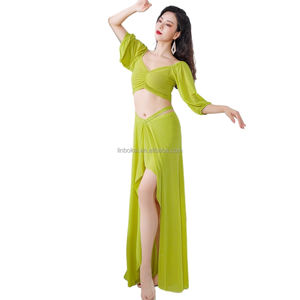 Ensemble <span class=keywords><strong>de</strong></span> pratique <span class=keywords><strong>de</strong></span> <span class=keywords><strong>danse</strong></span> du ventre Sexy haut à col en v + pantalon ceinture à glands pantalon évasé adulte <span class=keywords><strong>danse</strong></span> <span class=keywords><strong>orientale</strong></span> vêtements d'entraînement professionnel - Product Image 3