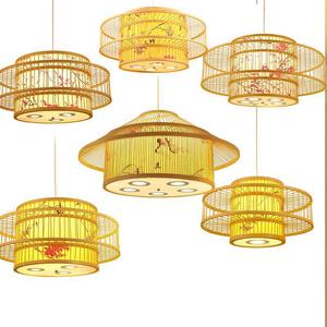 Chinese Style Bamboo Woven Chandelier Round E27 LED Single Head For Restaurant <b>Dining</b> Room <b>Lighting</b> - Product Image 4