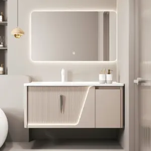 Combinación de fregadero de tocador de baño de 24 "y 30", armario de baño con espejo, espejo inteligente, 3 colores, iluminación rectangular, tocador de baño