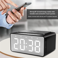 Altavoz Bluetooth Portátil de Alta Calidad, Altavoz Inalámbrico con Woofer, Radio FM, Pantalla LED Grande, Reloj Despertador, Cargador Inalámbrico