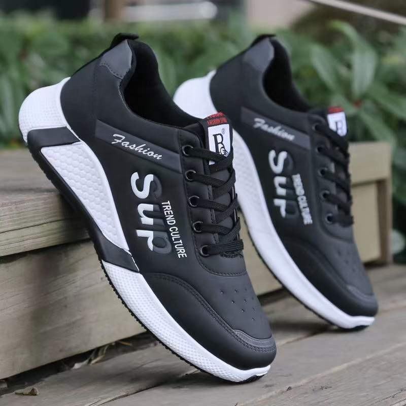 Zapatos deportivos de cuero sintético para hombre, calzado informal, ligero  y de piel auténtica