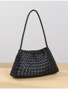 2025 primavera borse a tracolla in tessuto marrone scuro da donna Casual treccia Tote borsa a mano con coulisse da Guangzhou - Product Image 2