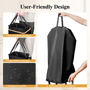 Panier à linge 100L en tissu cationique 600D avec sac intérieur étanche auto-scellant et poignées en bambou pour dortoir, chambre et salle de bain - Product Image 2