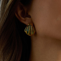 Ensemble de bijoux pour femmes de style bohème, collier et boucles d'oreilles pendantes en coquille d'ormeau en acier inoxydable imperméable à l'eau, tendance pour les vacances à l'océan