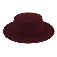 Chapeau en feutre blanc pour femme, nouvelle collection automne-hiver, à calotte plate, large bord, rétro, en fausse laine, couleur unie, chapeau de cérémonie, mode vintage