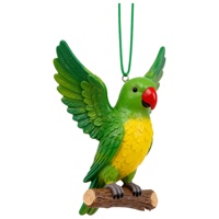 Superbe cadeau personnalisé en résine : perroquet coloré aux ailes ouvertes sur un bois, décoration idéale pour les amoureux des oiseaux