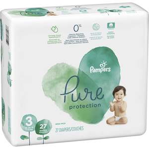 Lot de 27 couches 100 % protection pure, taille 3, hypoallergéniques, non parfumées, en coton tissé uni, pour bébés de 7,2 à 12,7 kg - Product Image 1
