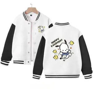 Hot Sale Sanrio Anime Cartoon Kinder Baseball Uniform Jacke Kuromi Pochacco Frühling Herbst Langarm Varsity Jacke Mädchen Geschenk