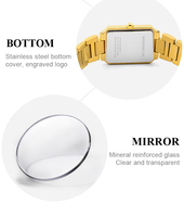 Montre à quartz pour femme, simple, carrée, de luxe, de haute qualité, avec cadran en acier inoxydable