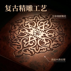 Customized <b>Vintage</b> Carved Solid Wood Gift <b>Box</b> Square Handmade Natural Wood Storage <b>Box</b> For Craft And Gift Packaging - Product Image 3