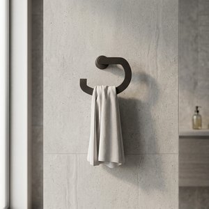 Porte-serviettes mural contemporain finition noir mat pour salle de bain - Product Image 1