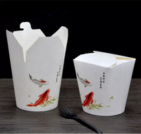 Boîte à emporter riz frit pâtes à nouilles PE revêtement tasse jetable boîtes à nouilles en papier Kraft épais