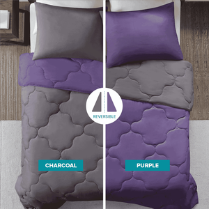 カスタムカラー両面キルトセット快適な寝具の代わりに軽量ダウンパープルカーボンブラックベッド3ピースセット - Product Image 3